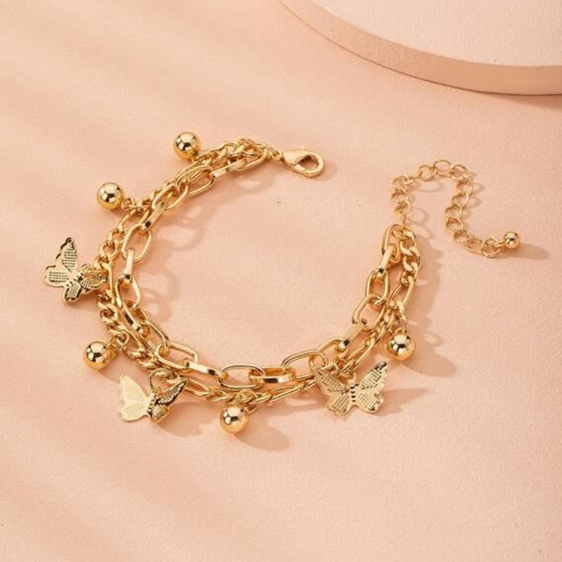 Pulseira da moda New New, pulseira de borboleta feminina, conjunto de pulseiras com franjas minimalistas.