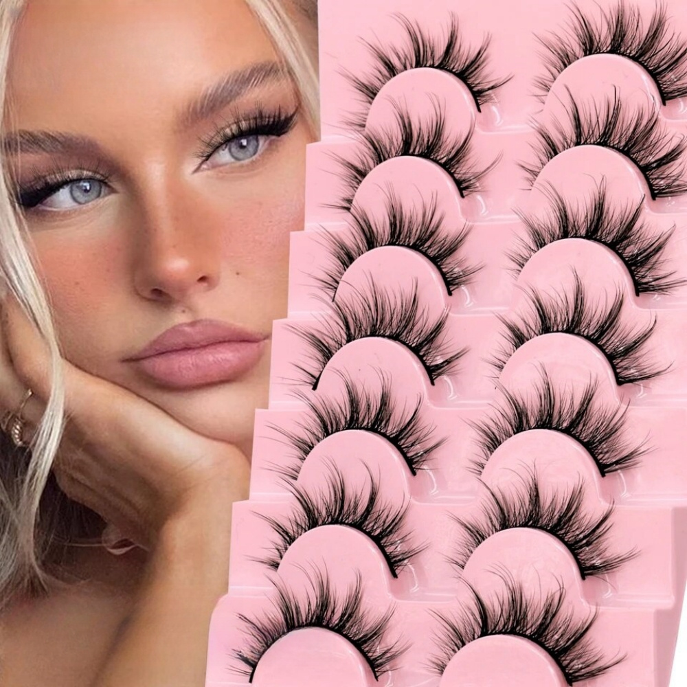 7 Pares de Cílios 3D Cílios Falsos Cílios Naturais Falsos Cílios Fofos Cross Comic Eyelashes Slim Natural Eyelashes Extension Cosmetics