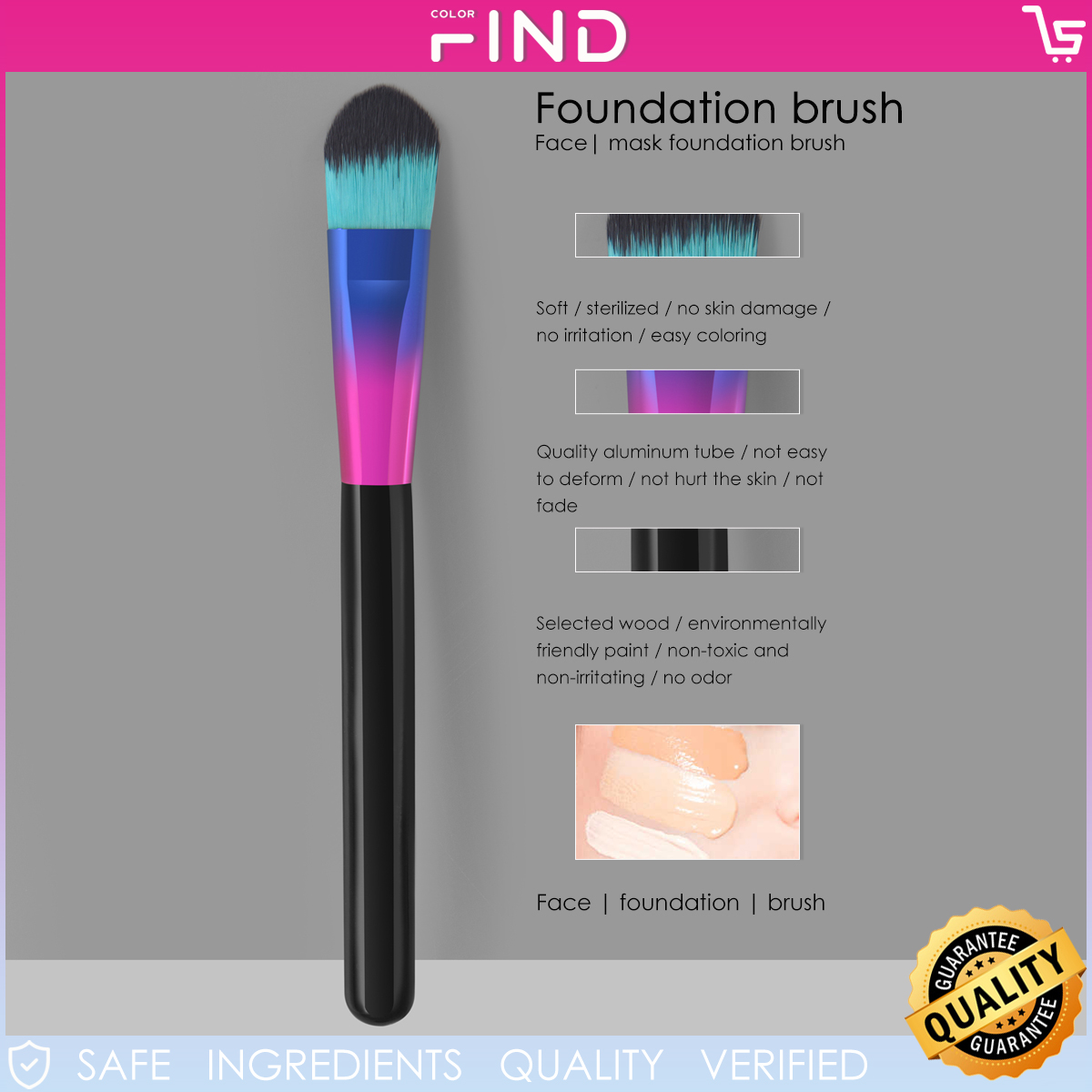 Findcolor Single Black Foundation Makeup Brush Escova de maquiagem pode também ser usada para escova de máscara Escova de contorno Escova de maquiagem Brightening Brush Factory Venda direta de alta qualidade Gift Household 