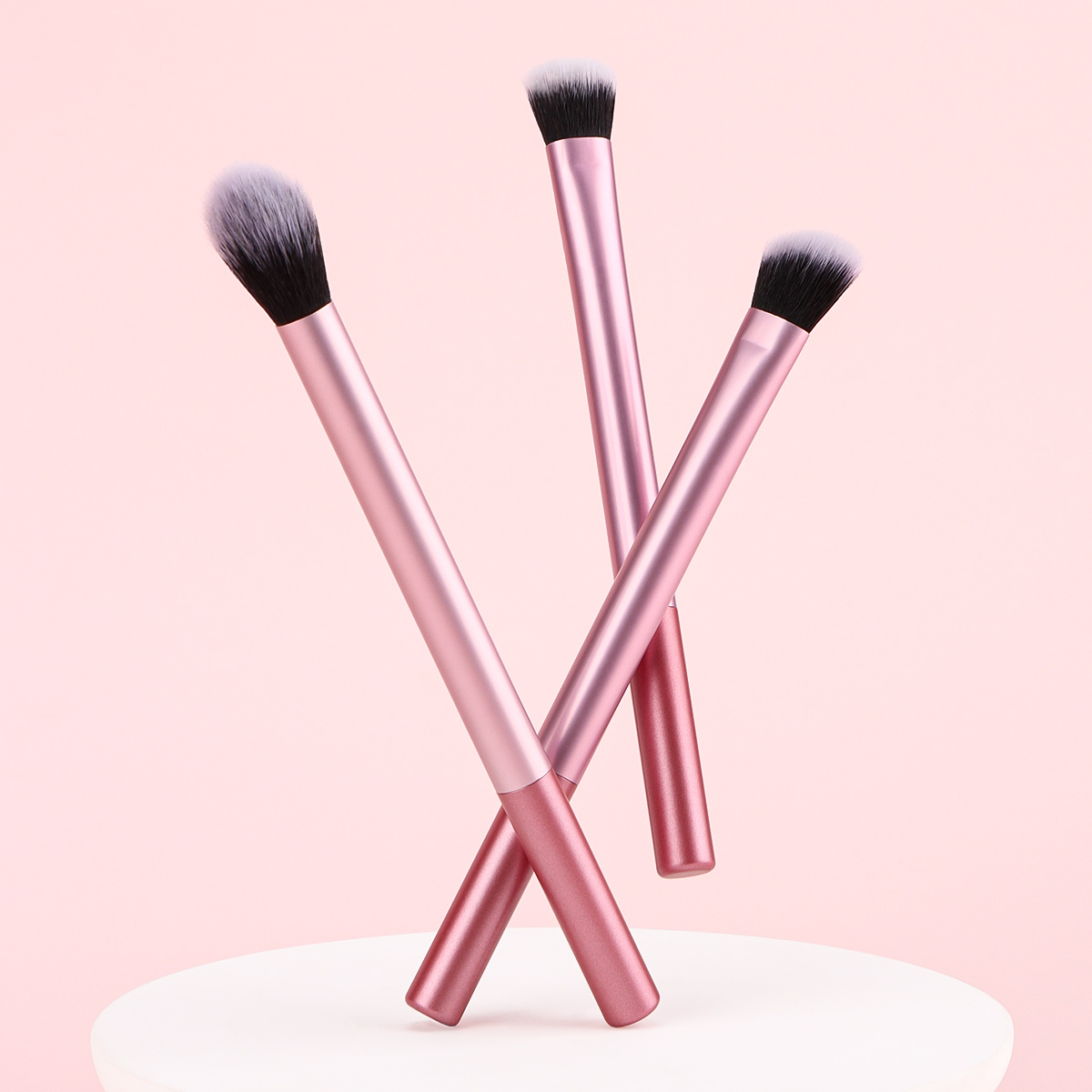 Conjunto de três peças de escova de maquiagem cor-de-rosa Escova Highlighter & Eyeshadow Brush & Concealer Brush Makeup Tool Gift