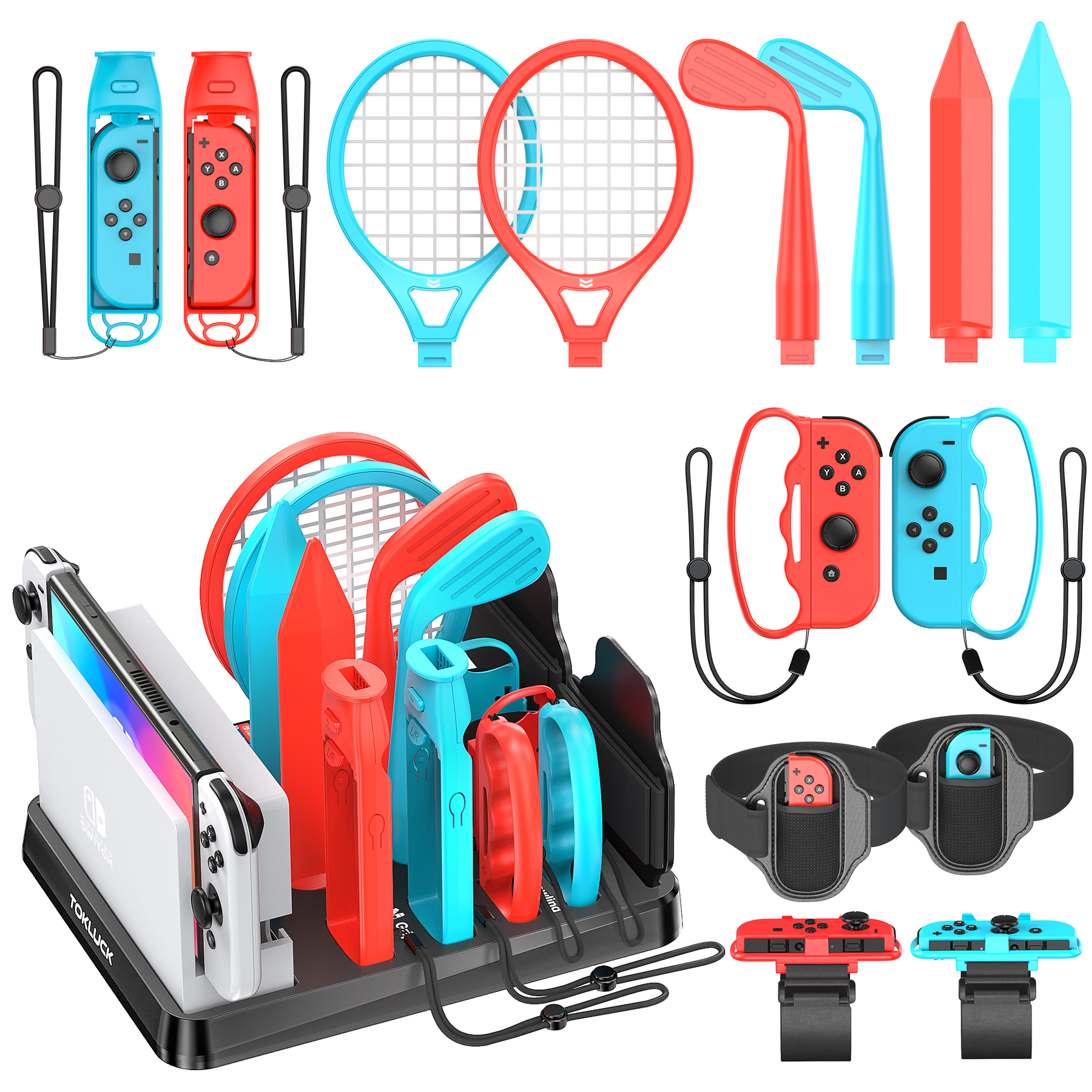 Pacote De Acessórios Esportivos Com Estação Organizadora Para Console Nintendo Switch/OLED E Joy-con (Não NS2)