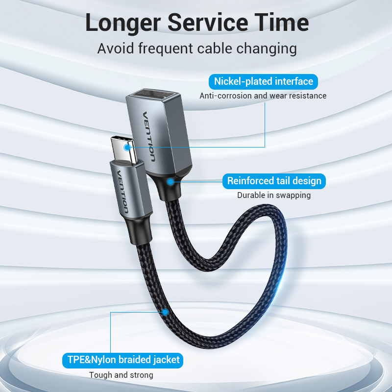 Venção Tipo C Para USB Cabo OTG 2A Conversor De Alta Velocidade 480Mbps Macho Fêmea Notebook De Celular