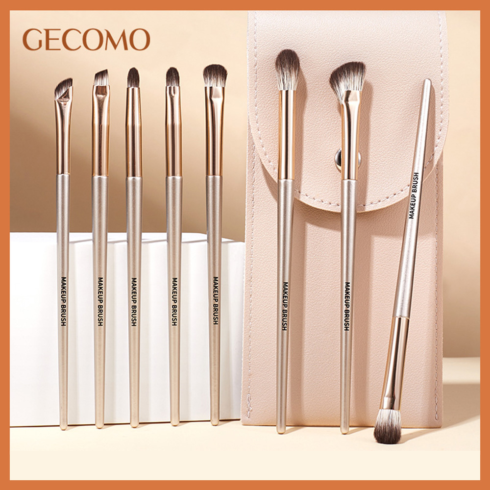 8 Pcs Conjunto De Escova De Maquiagem Com Saco De PU Para Mistura De Sobrancelhas Eyeliner Crease Eyebrow Brightening Eye , Detalhado Brush , Sharp Kit De Ferramentas