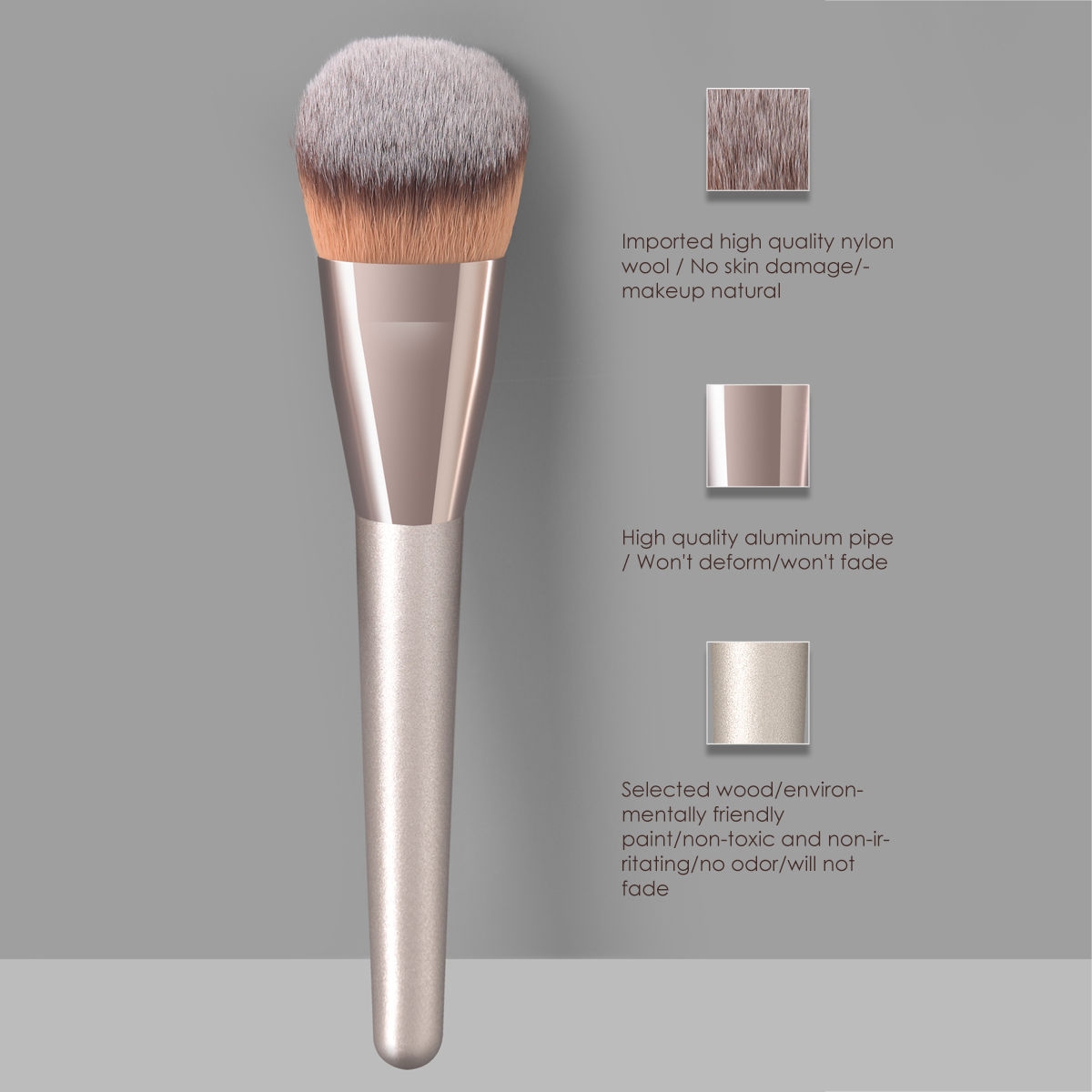 Pincel De Maquiagem Único Champanhe Grande Contorno De Blush De Alta Qualidade