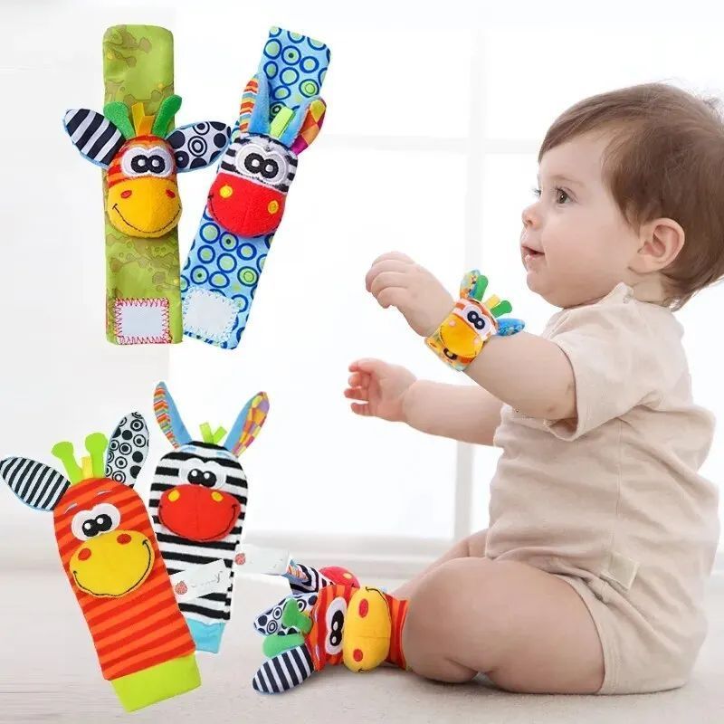 Meias de bebê com chocalho 0-12 meses, meias de animais com pulseira + chocalho, meias para bebês com insetos