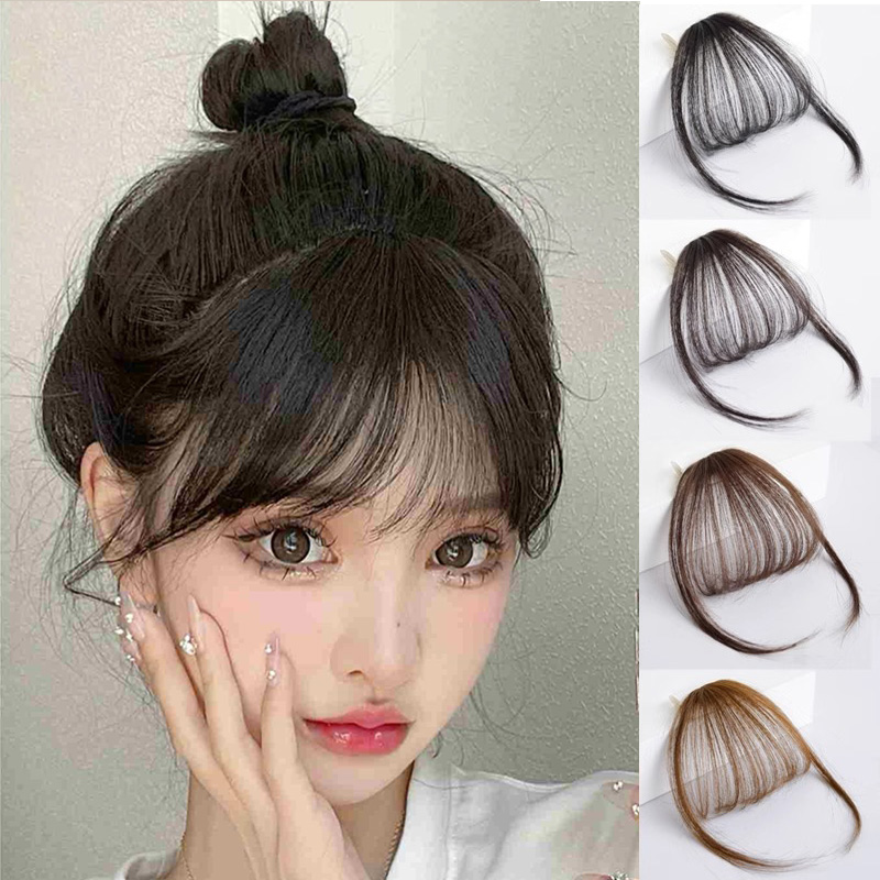 Faixa de Cabelo Fêmea com Sideburns e Bangs Natural Sem Costura para Cabelo