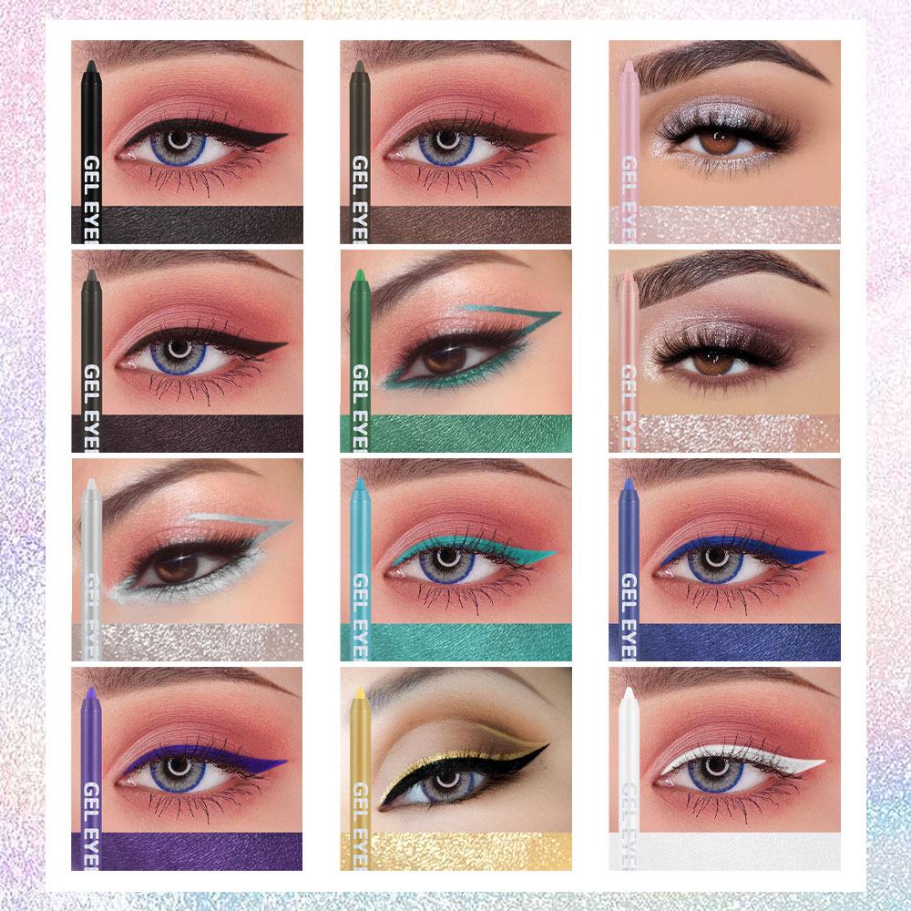 Lápis delineador de olhos colorido à prova dágua, fácil de aplicar, resistente ao suor, não borra, ideal para