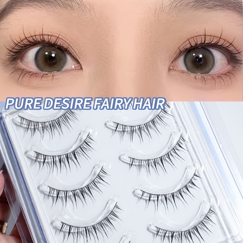 Pacote De Pestanas Falsas Japonesas Wispy Natural Look Faux Mink Eyelashes Com Faixa Transparente Fofo 8mm Short Naturais