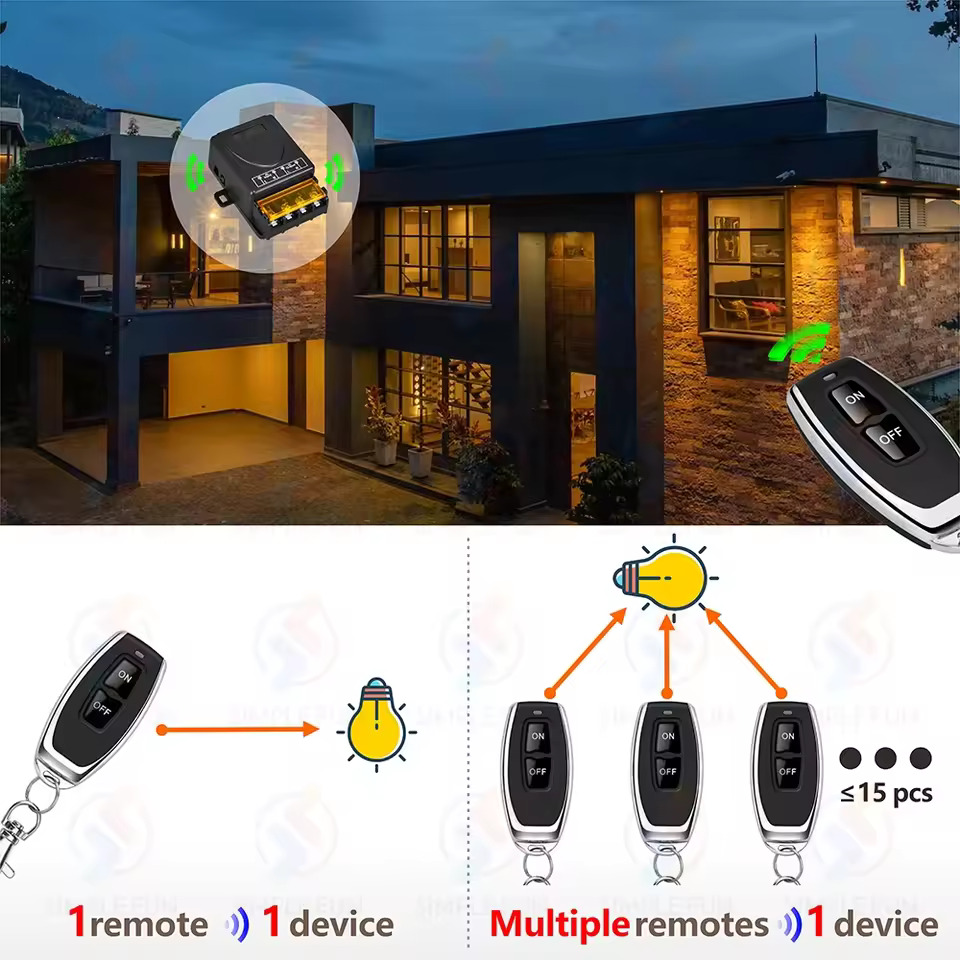 Interruptor Wireless de Alta Potência 220V com Função de Aprendizagem, Módulo Alcance 100M — imagem 2 de 2