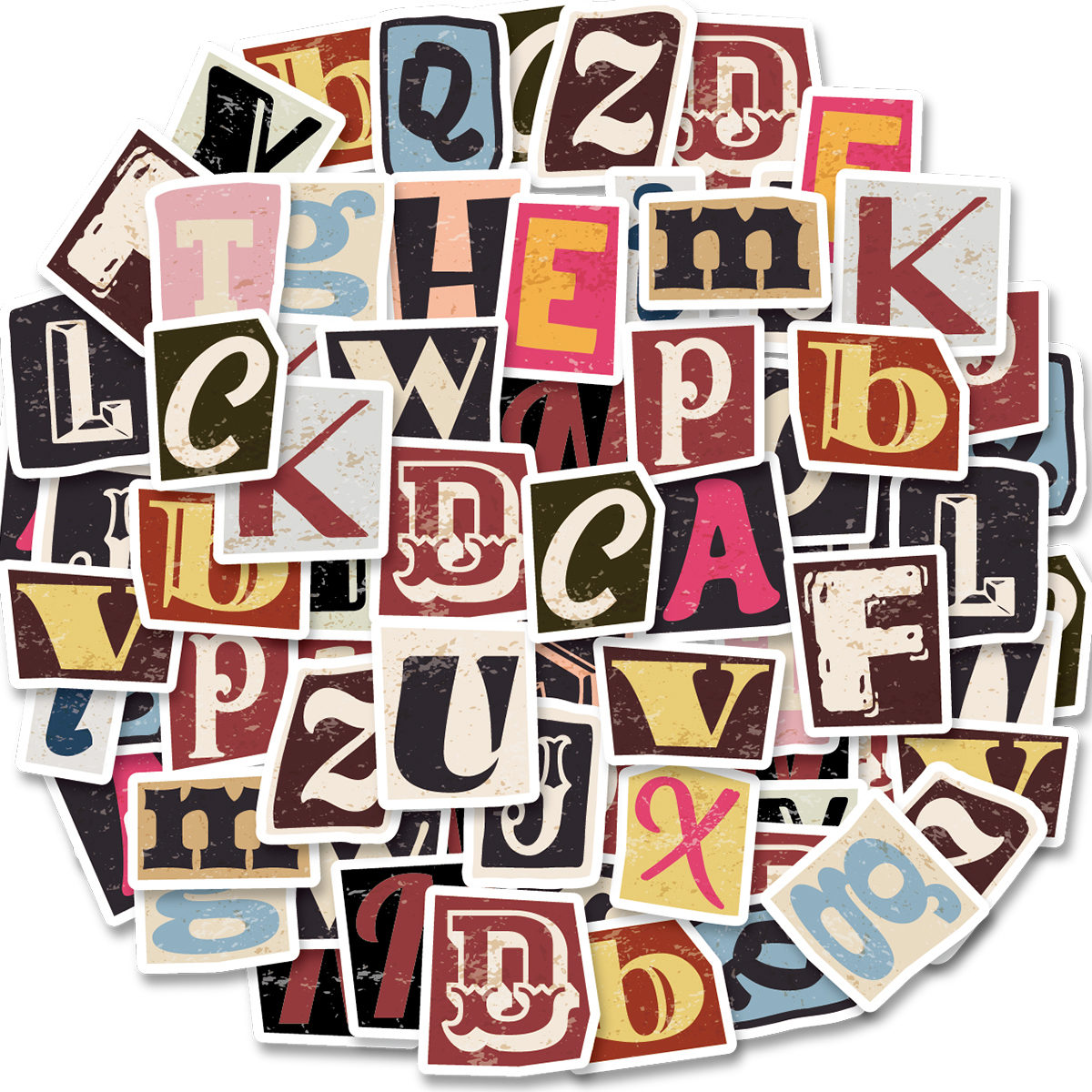 52 PCS PVC Retro Colorido Letras Em Inglês Estudante DIY Papelaria Decoração Adesivos Adequados Para Foto