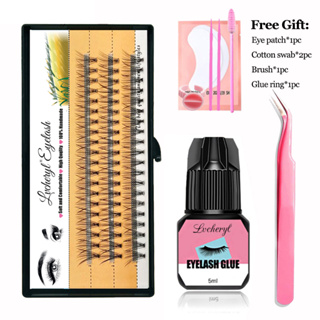 10D/20D/30D Conjunto de Extensões de Cílios Grossos Autoclavados com Cola, 60 Grupos Segmentados, Ferramentas Gratuitas. em Oferta na Shopee