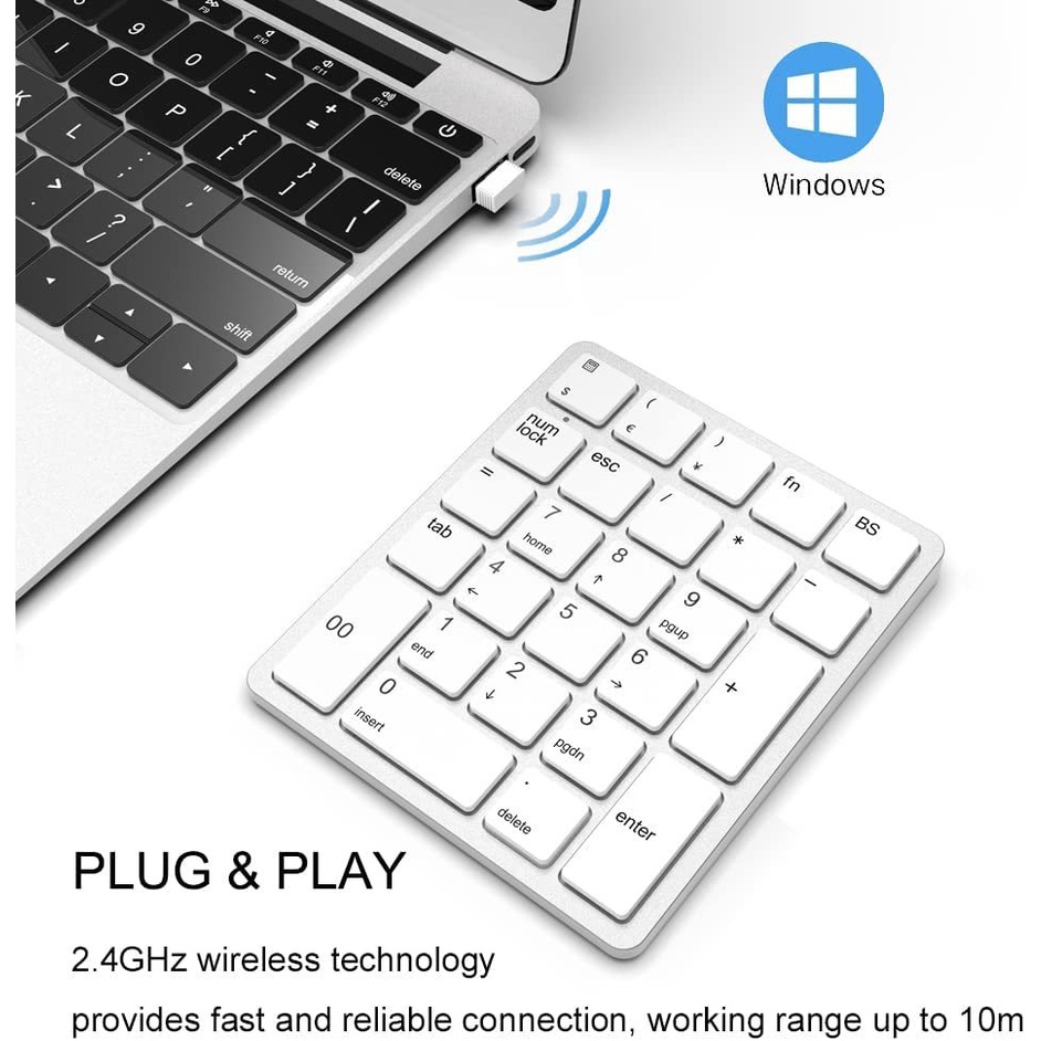 Jomaa 26-Key Portable Wireless USB Numeresch Tastatur