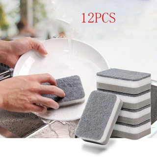 12 pçs/esponja dupla face limpar cozinha limpeza lavar louça esponja bloco doméstico pano de lavar louça alta densidade em Oferta na Shopee