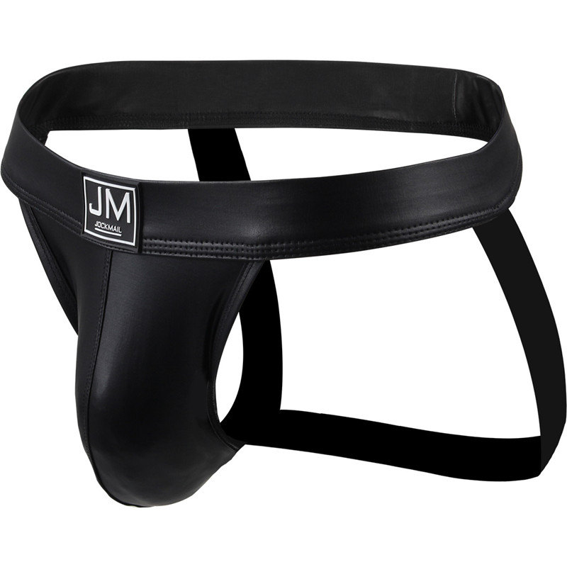 Jockmail Jockstrap Cuecas Masculinas Sexy Roupa Íntima De Cintura Baixa Calcinha Fio Dental De Couro Sintético Elásticas Gay Para Pênis