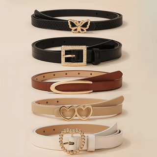 Conjunto de 5 peças Cinto feminino Cinto decorativo de Metal Fivela Decorativa Fashionable All-Match Cinto pequeno em Oferta na Shopee