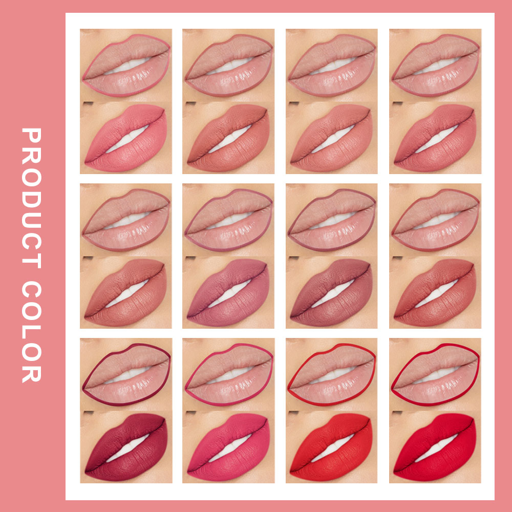 Lápis de contorno labial batom marrom escuro vermelho à prova d'água para mulheres, caneta de contorno labial fosca · foto 2