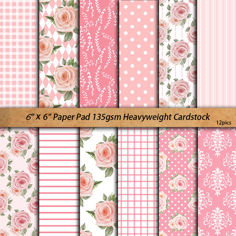 12folhas Material Rosa Tamanho Grande Papel Retro Jornal Decoração Diy Tools Papelaria Estudantil Artesanato