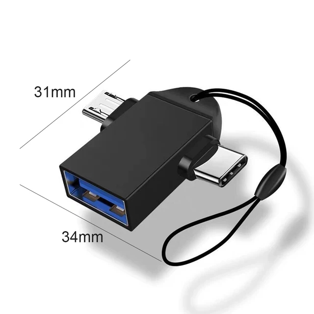 Adaptador de Cabo Conversor OTG Tipo C Micro USB 2 em 1 Masculino para USB Fêmea, Carregador Rápido PD, Acessórios para