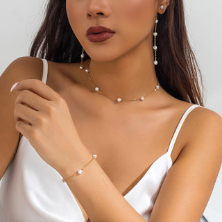 Simples Pequenas Imitações De Pérolas Correntes Colares/Pulseiras Para Mulheres Encanta Bijuteria Acessórios De 2024 Presentes Femininos Meninas