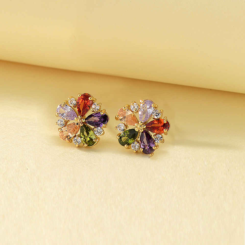 2 Retro lindo flor zircão brincos senhoras festa brincos jóias