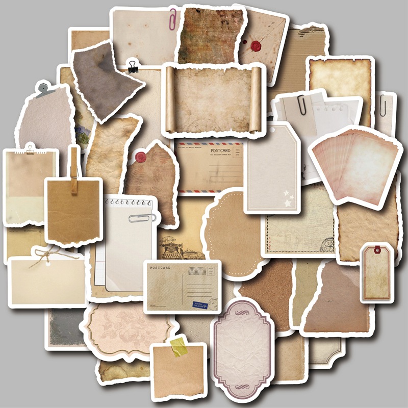 Novos 40PCS Adesivos Vintage de Selos - Decalques de Vinil à Prova d'Água para Laptop, Garrafa de Água e Caderno (Design