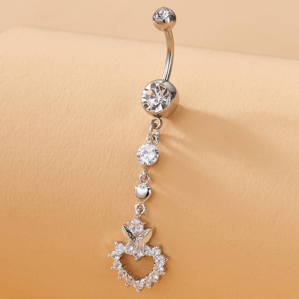 1pc Moda Longo Em Forma De Coração Zircão Umbigo Anel Feminino Corpo Piercing Jóias Decoração em Oferta na Shopee