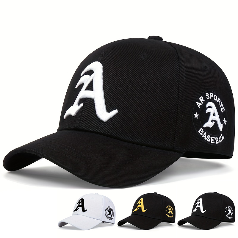 Unisex Gothic Letter A Bordados Ajustáveis Chapéu de Baseball Hip Hop Primavera Outono Ace...