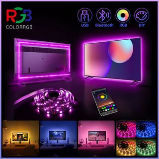 Luz De Tira Sincronização De Música RGB LED TV Backlight App/Controle Remoto 5V Alimentad…