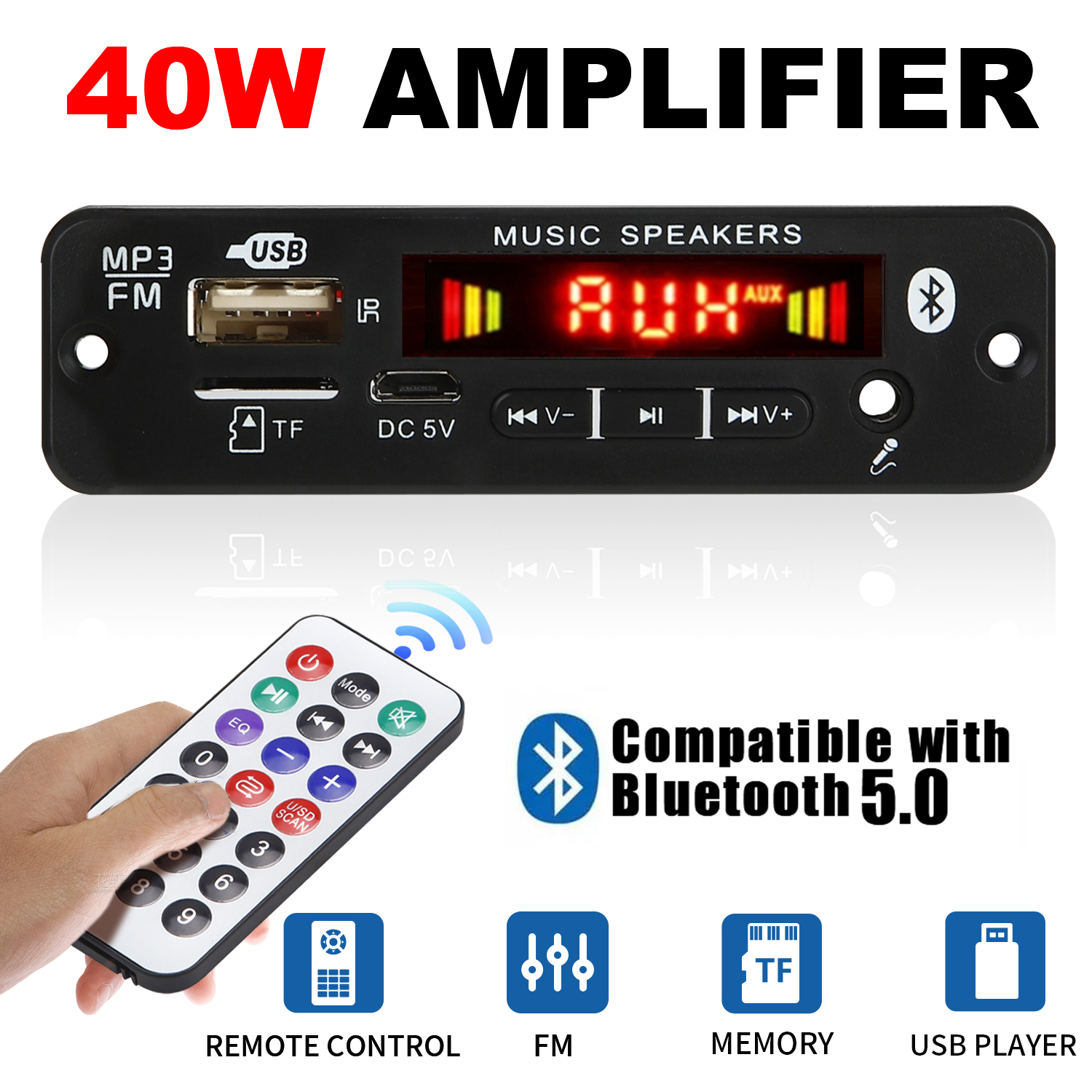 [Shopee Choice] DC 12V 18V Bluetooth 5.0 Placa MP3 40W Amplificador De Áudio DIY MP3 Player Módulo De Rádio FM Para Carr