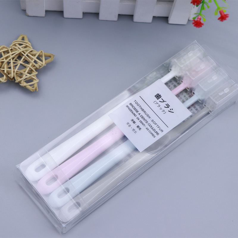 Kit com 4 escovas de dente macaron 4 cores diferentes com cerdas finas e macias de carvão de bambu para uso doméstico e