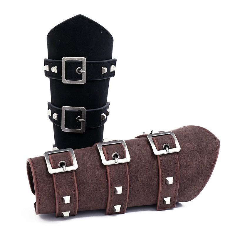Detalhes do Pulseira De Couro Punk Para Homens Proteção De Braço Antiderrapante