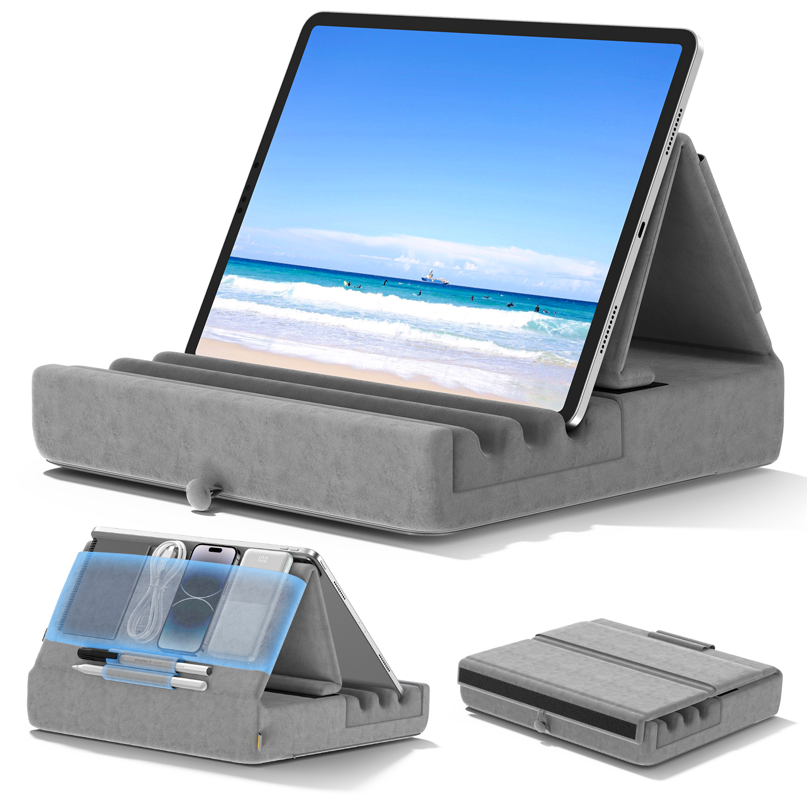 Suporte Para Almofada De Mesa , Dobrável iPad Colo , Cama E Escrivaninha-Macia Com Bolso Pro 12.9 , 10.5 , 9.7 Air Mini 6 5 4 3 , Galaxy Tab ,-Reader