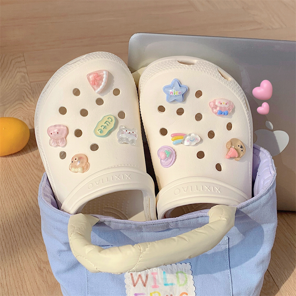 Novo Conjunto de 10 peças de Charms de Cartoon para Crocs, Moda Cartoon, Charme Fofo com Padrão Colorido, DIY