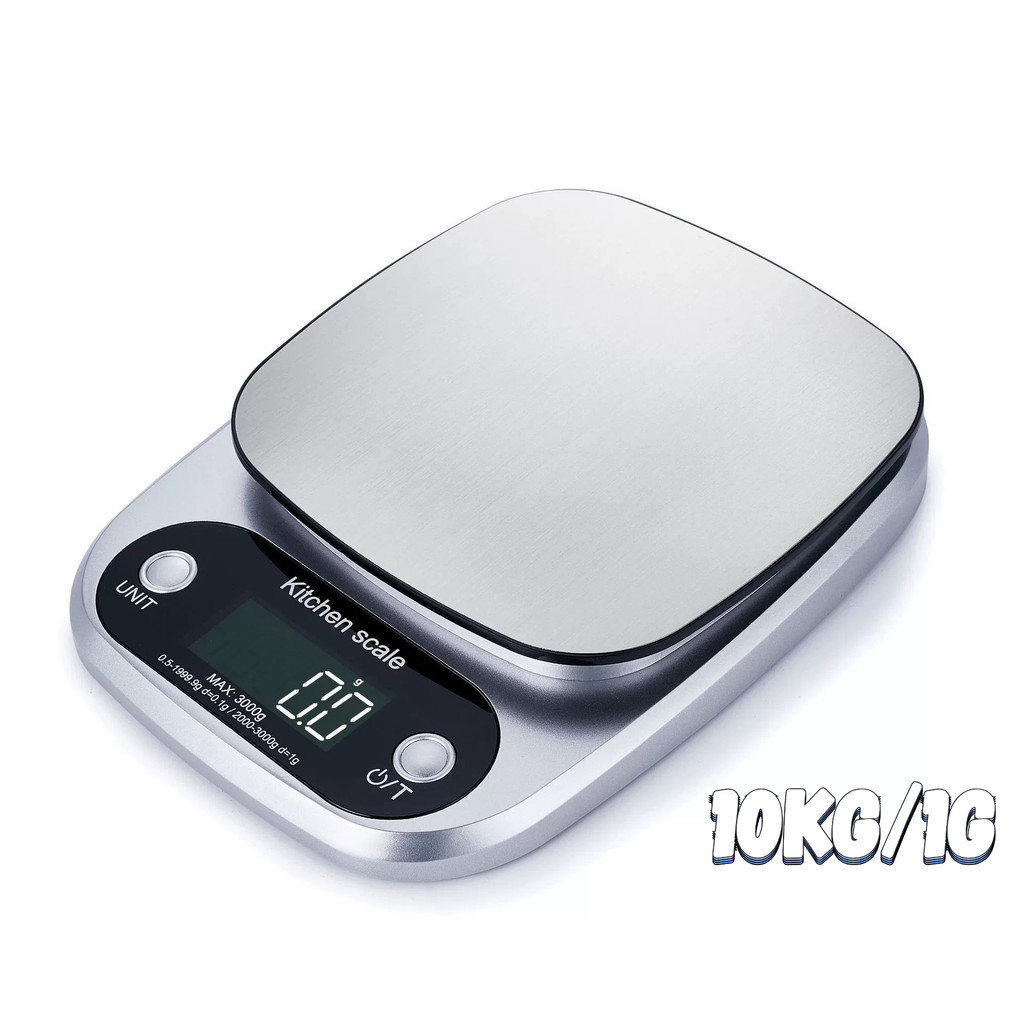 Nova balança digital 10kg/1g, com teclado de aço inoxidável, ideal para pesar alimentos, café, bateria AAA, equipamentos