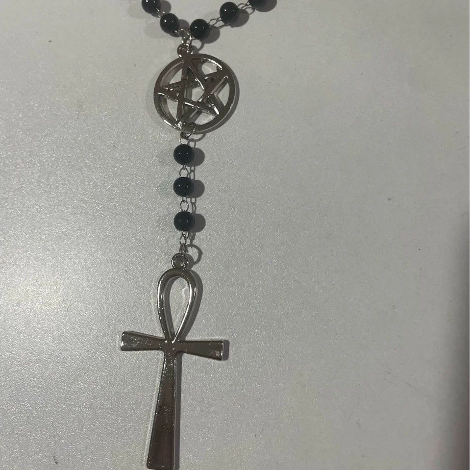 Colar Gótico Punk com Cruz, Apresentando Corrente de Estrela para Presente de Joias de Moda Alternativa