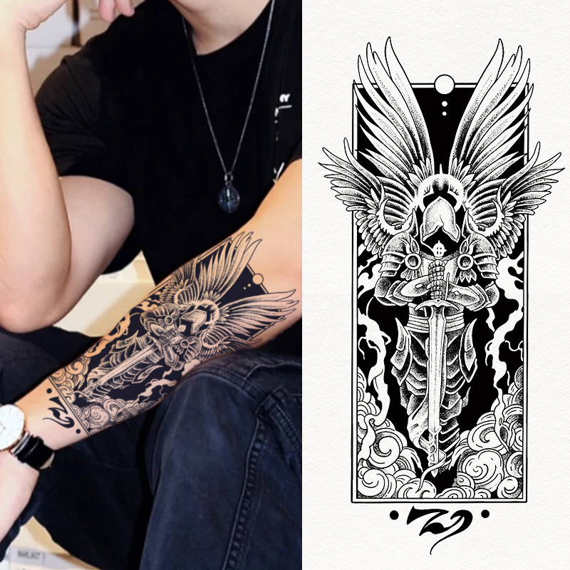 Tatuagem Temporária-Adesivo De Design De Asas De Cavaleiro Preto À Prova D'água , Arte De Braço Para Homens E Mulheres em Oferta na Shopee
