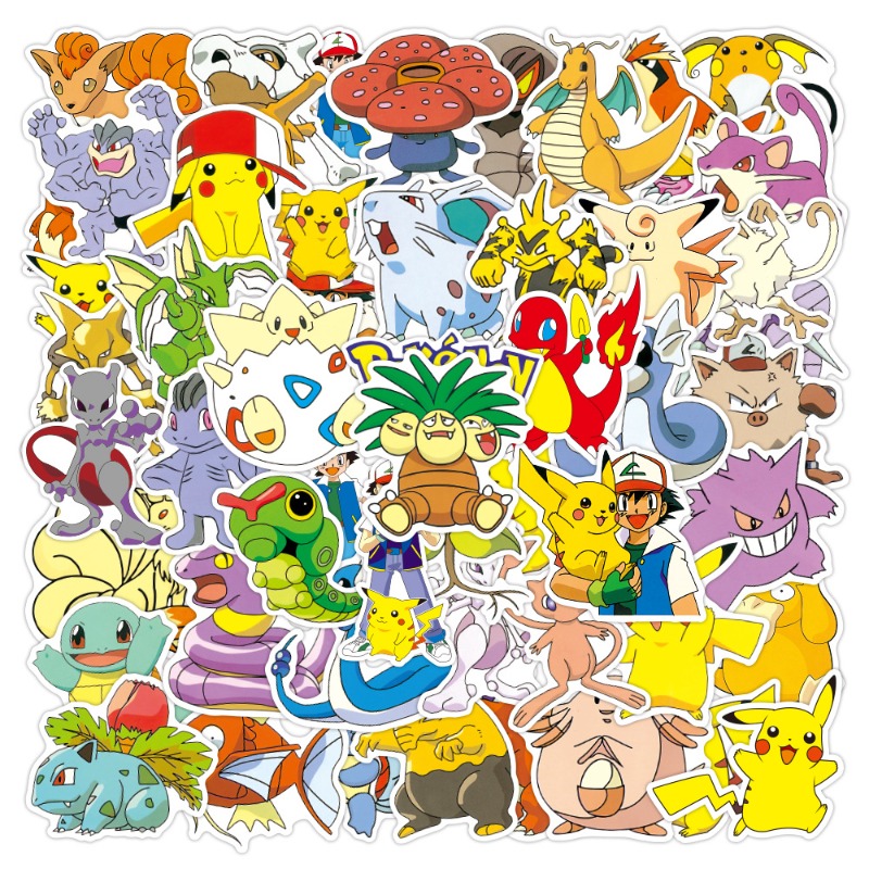 Adesivos Fofos De Graffiti Da Série Pokémon , 50 Peças Para Malas , Capas De Celular , Laptop , Capacete , Skate , Decor