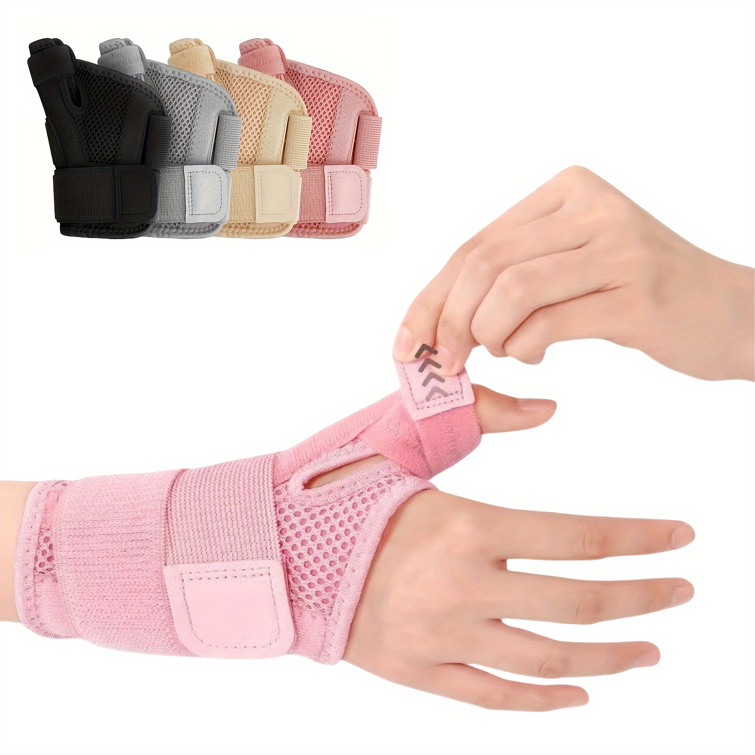 1pc Suporte de Pulso e Polegar Respirável com Tala Flexível para Tendinite e Artrite, Correias Ajustáveis para Polegar