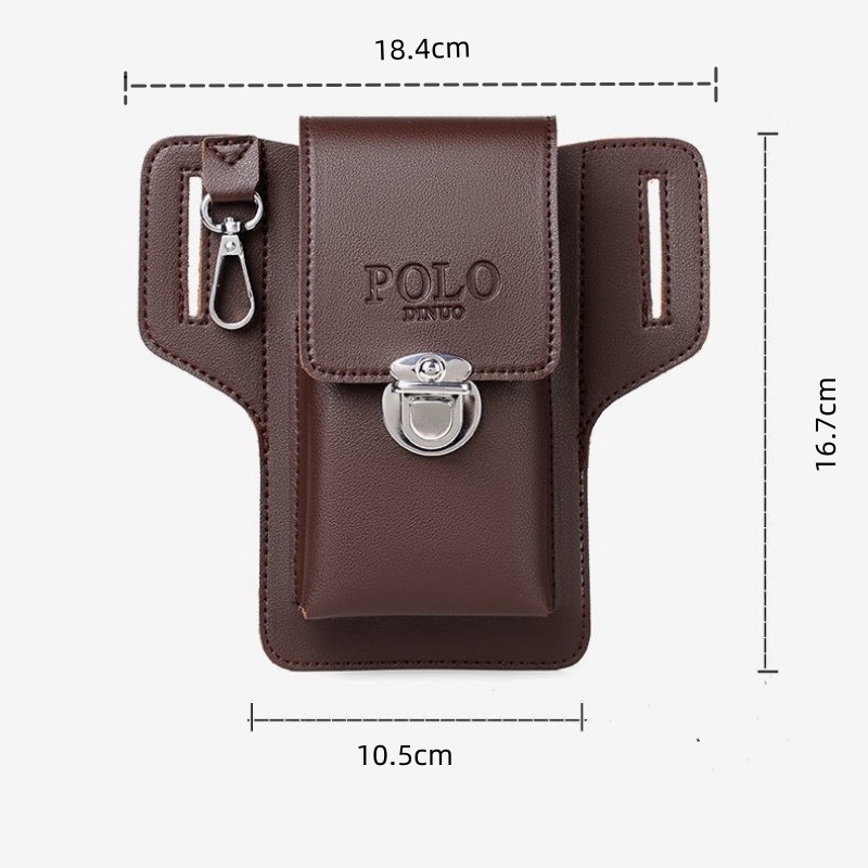 Novo estojo para celular masculino, capa de couro PU, pochete com cinto, carteira para celular, carteira de couro