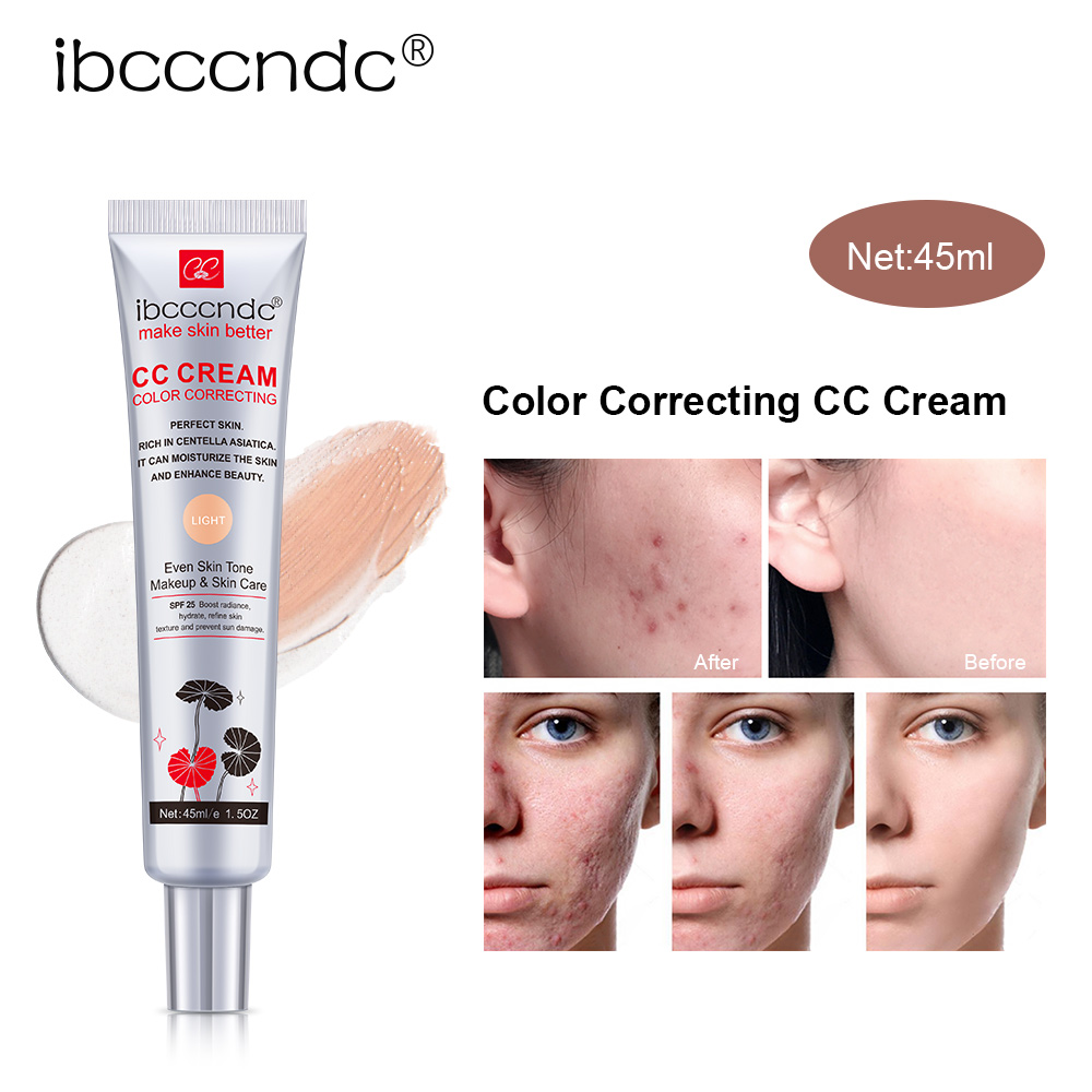 Ibcccndc Cor Correção CC Creme Facial Centella Asiatica Reparação BB Corretivo Natural Clareamento Base Líquida Cosmétic
