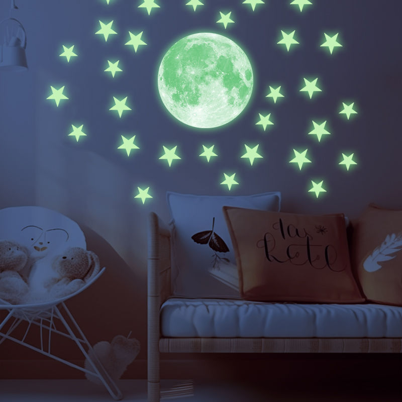 Decalques Luminosos De Parede Adesivos De Teto Brilham Na Lua Escura E Estrelas Céu Estrelado Decoração De Quarto Brilhante Presentes Perfeitos Para De Crianças Cama