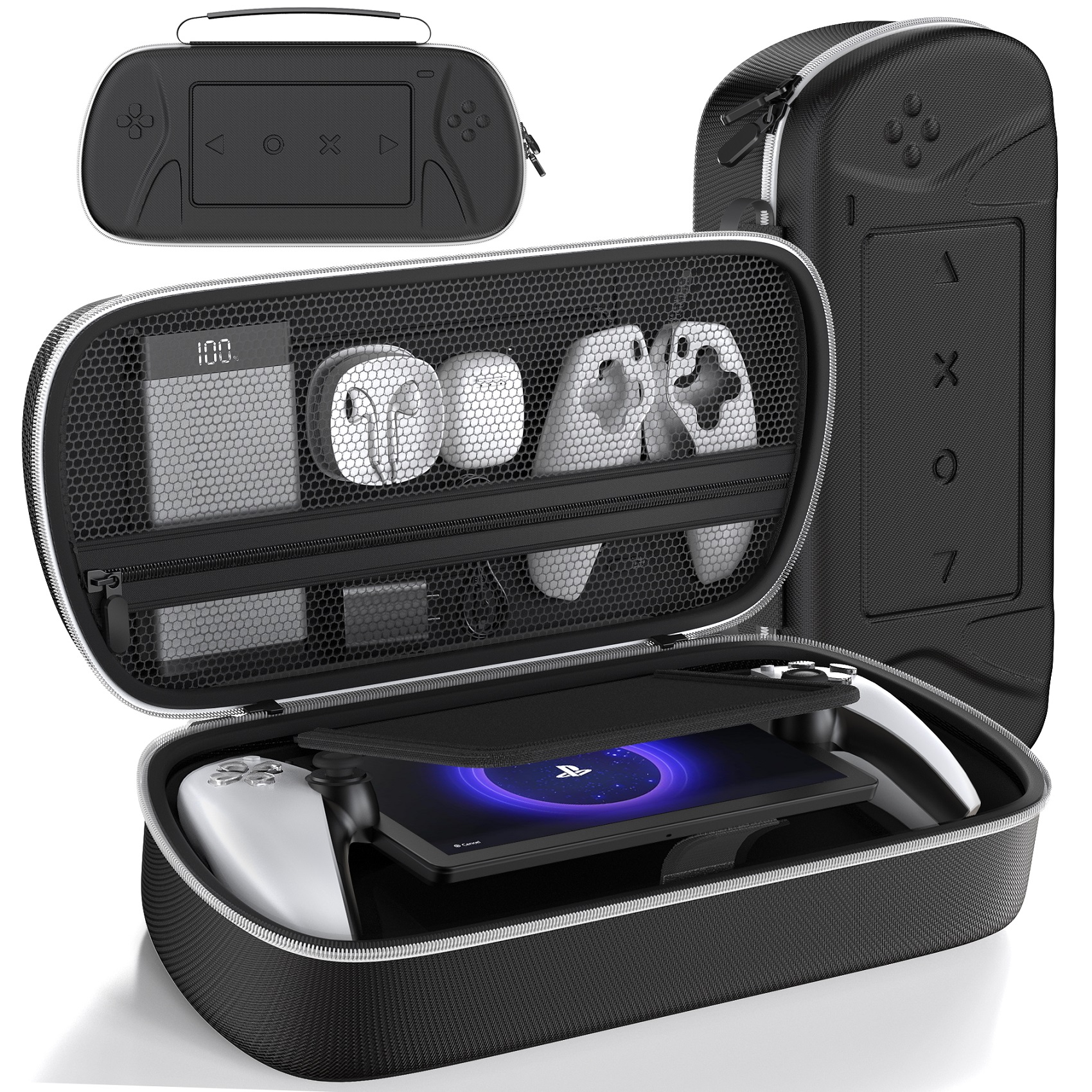 Novo Estojo Rígido para Playstation Portal Remote Player, Estojo de Viagem para PS Portal com Bolso com Zíper para