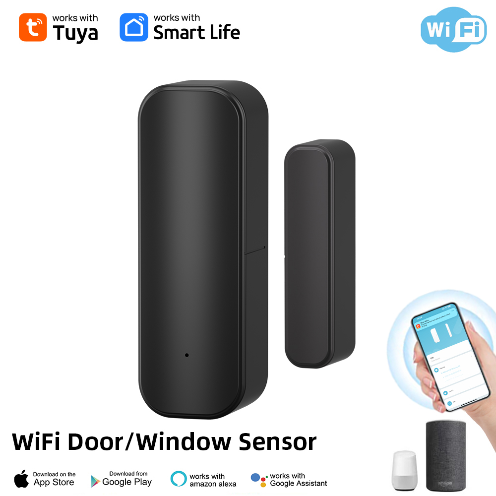 Sensor de janela Tuya com detector de abertura/fechamento WiFi e alertas de notificação via aplicativo para segurança