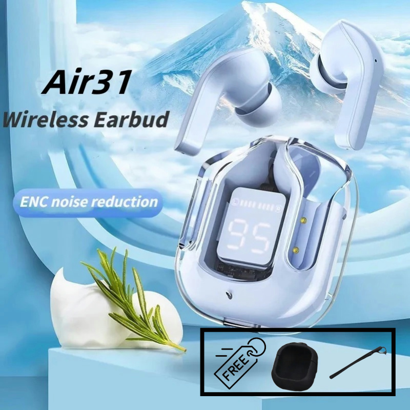 Air31 TWS Fones De Ouvido Sem Fio Bluetooth 5.4 Crystal Case À Prova D'água ANC/ENC Com Cancelamento De Ruído HiFi Estér