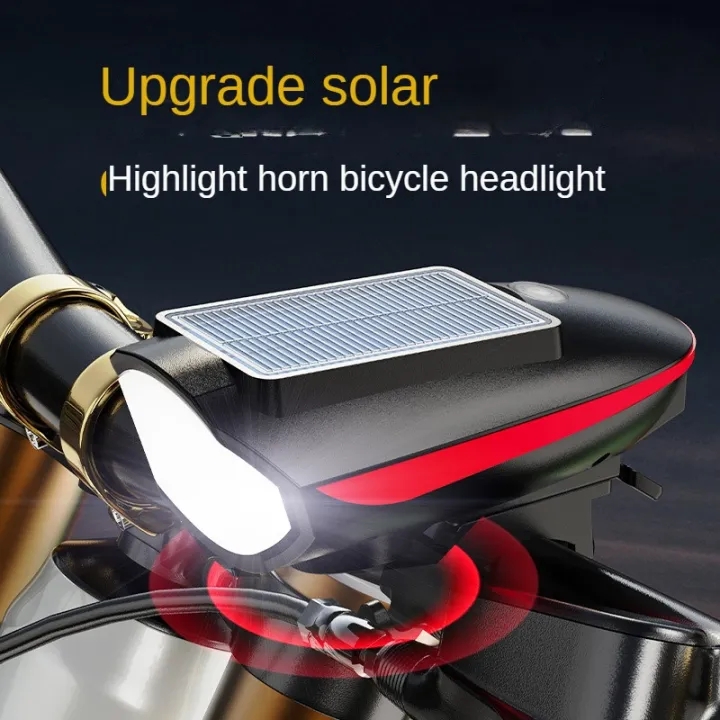 Luz De Bicicleta À Prova D'água Com Buzina 120D Carregamento Solar Farol MTB 250 Lumen De Estrada Acessórios Frontal