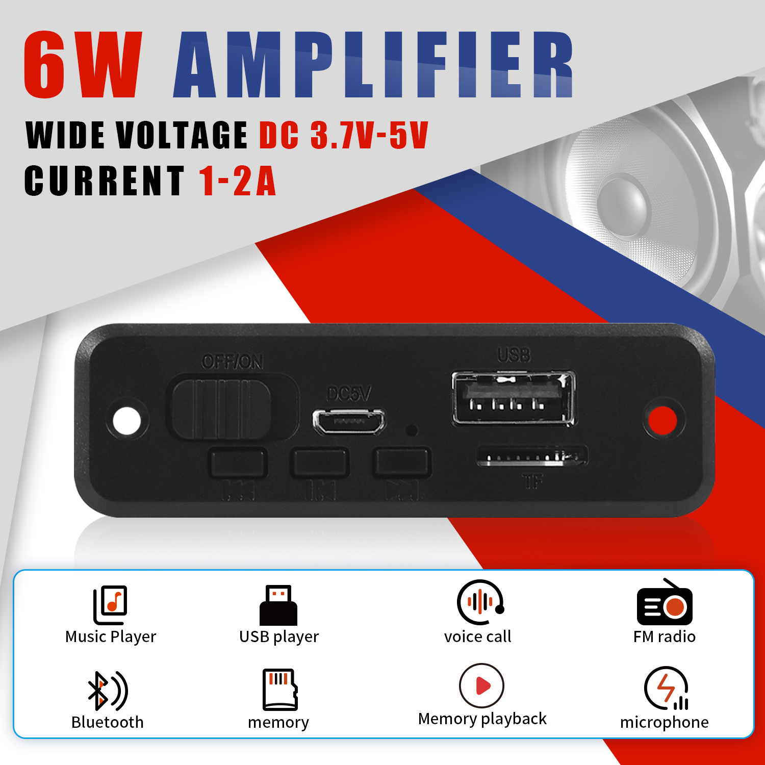 [Shopee Choice] Amplificador 6W DC 5V MP3 WMA Placa Bluetooth 5.0 Módulo De Áudio USB TF Rádio Receptor FM Sem Fio 2 * 3