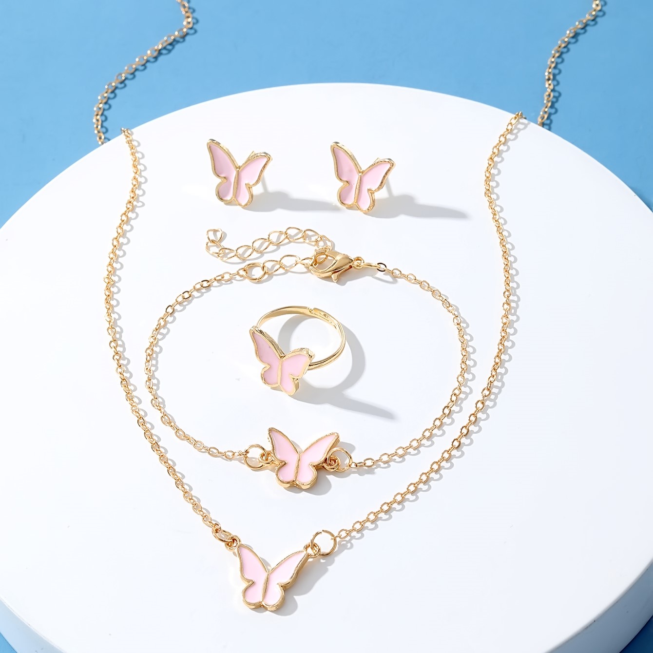 Múltiplas opções elegante conjunto de jóias femininas combinação colar anel brincos pulseira conveniente para usar encan