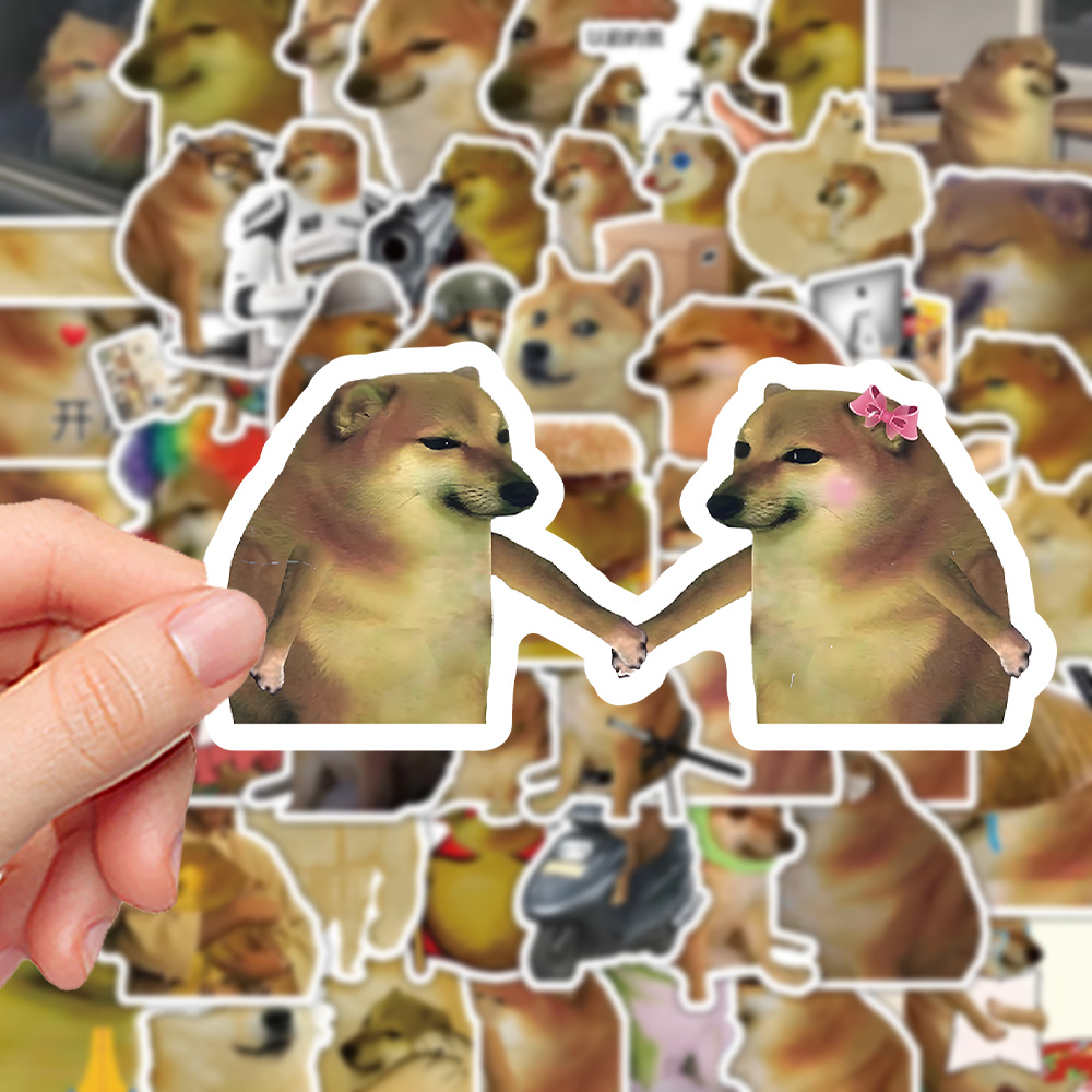 Cheems Dog & Alien Stickers 62PCS-Decalques De Vinil À Prova D'água Para Adesivo De Laptop (Meme Funny Design)