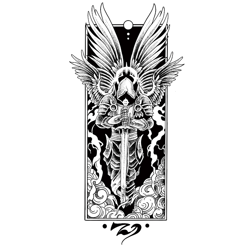 Tatuagem Temporária-Adesivo De Design De Asas De Cavaleiro Preto À Prova D'água , Arte De Braço Para Homens E Mulheres