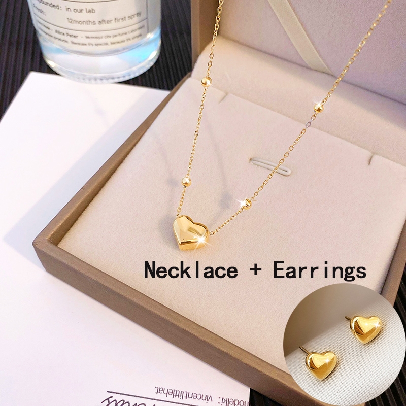 1 conjunto 18K Bangkok ouro amor colar brincos conjunto de 2 peças feminino estilo legal p...
